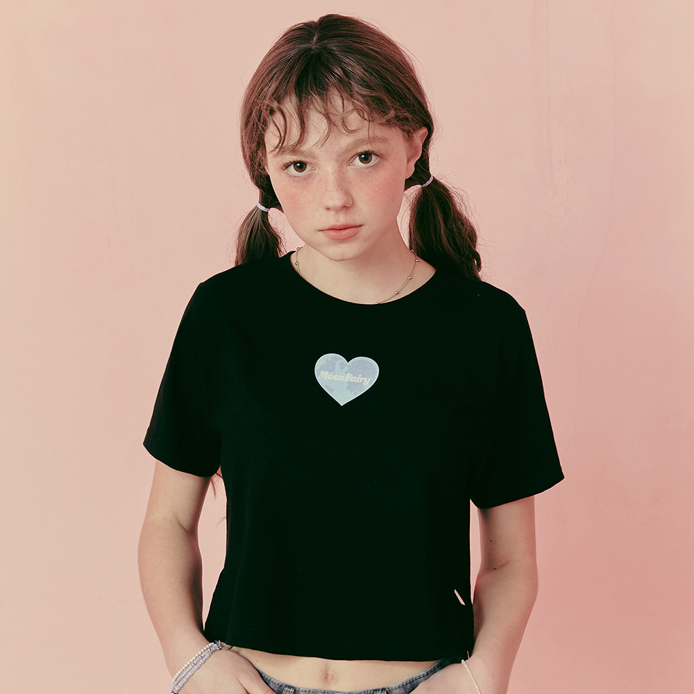 MF OUR HEART CROP T-SHIRTS-BLACK